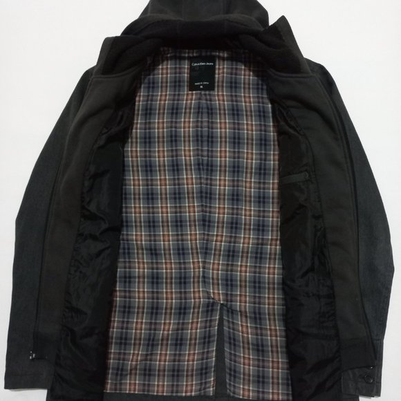 Calvin Klein Jeans Denim Jacket Hooded Button Full Zip Men's Size XL Gray - Picture 6 of 11